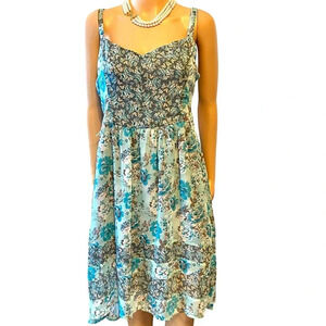 Mudd Floral High Low Summer Sleeveless Beachy Sheer Dress Women Size XL